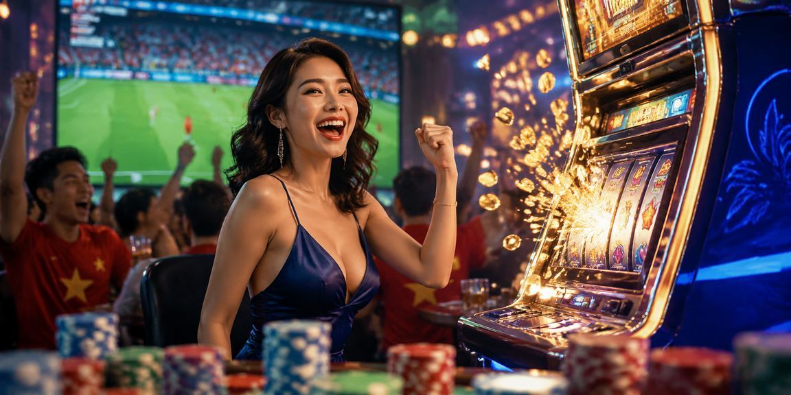 Người chơi trải nghiệm slot game tại lễ hội ban đêm ở TP. Hồ Chí Minh với điện thoại di động